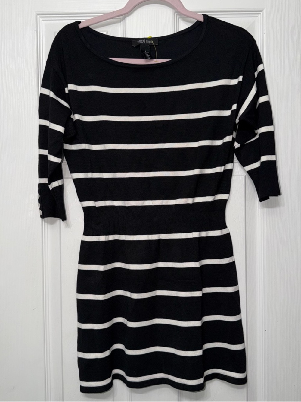 White House Black Market Black & White Striped Midi Dress